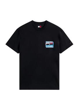 Camiseta Tommy Jeans DNA Flag negro para hombre
