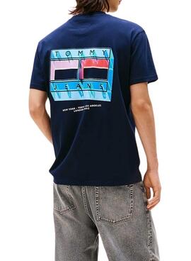 Camiseta Tommy Jeans DNA Flag marino para hombre