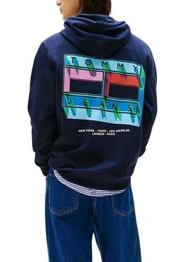 Sudadera  Tommy Jeans DNA Flag marino para hombre