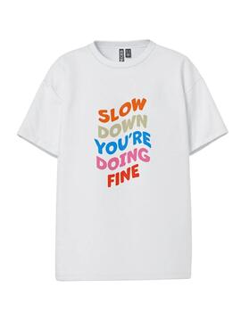 Camiseta Pieces Alfi Slow Down  blanco para mujer