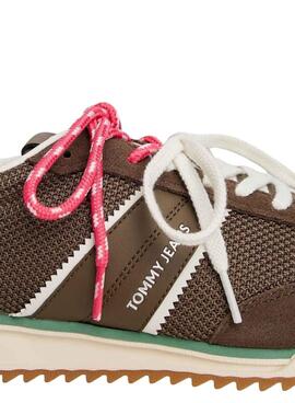 Zapatillas Tommy Jeans doble cordón marrón para mujer