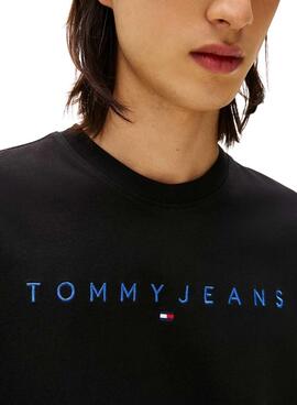 Camiseta Tommy Jeans Linear logo negro para hombre