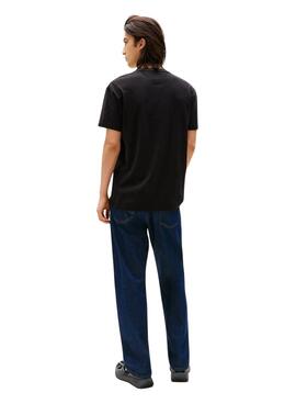 Camiseta Tommy Jeans Linear logo negro para hombre