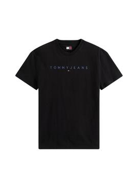 Camiseta Tommy Jeans Linear logo negro para hombre