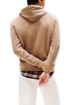 Sudadera Tommy Jeans Flag camel para hombre