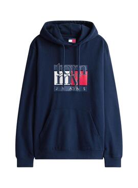 Sudadera Tommy Jeans Flag azul marino para hombre
