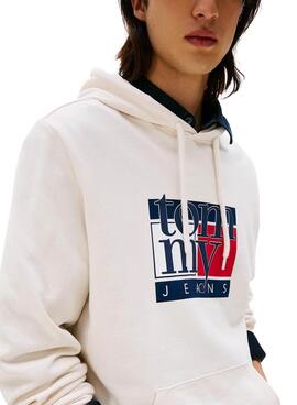 Sudadera Tommy Jeans Flag blanco para hombre