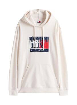 Sudadera Tommy Jeans Flag blanco para hombre