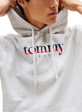Sudadera Tommy Jeans Hoodie DNA gris para hombre