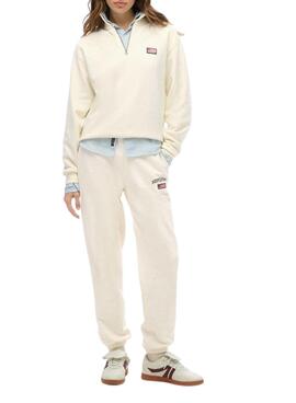 Jogger Superdry Athletic beige para mujer