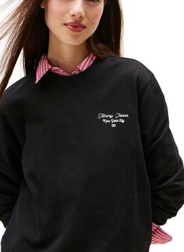 Sudadera Tommy Jeans Ess Logo negro para mujer