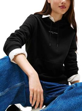 Sudadera Tommy Jeans Linear negro para mujer