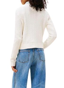 Jersey Tommy Jeans Cable blanco para mujer