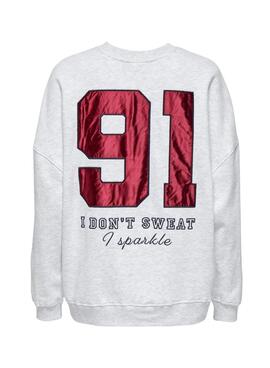 Sudadera Only Rillo rugby gris para mujer