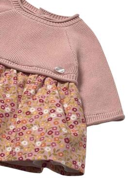 Vestido Mayoral tricot estampado rosa para bebé