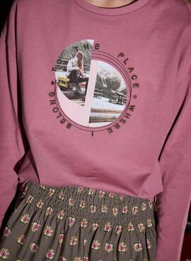 Camiseta Mayoral gráfica rosa para niña