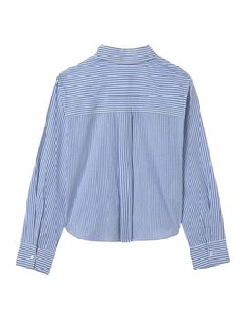 Camisa Mayoral bolsillo rayas azul para niña
