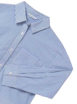 Camisa Mayoral bolsillo rayas azul para niña