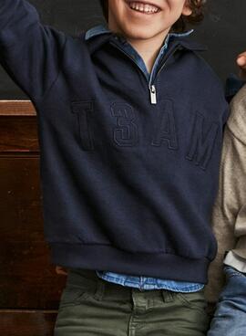 Sudadera Mayoral cuello polo marino para niño