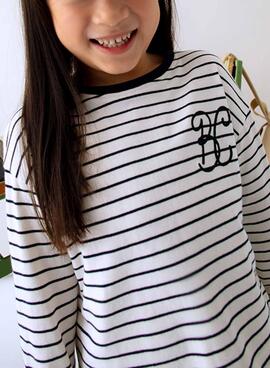 Camiseta Mayoral rayas marino para niña