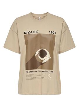 Camiseta Only Vivvi beige para mujer