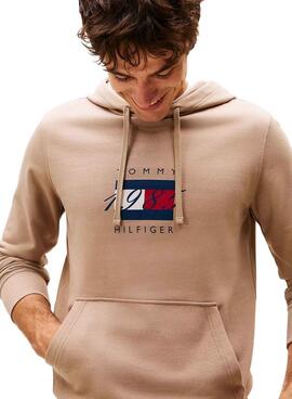 Sudadera Tommy Hilfiger Linear beige para hombre