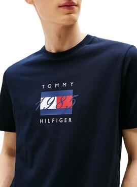 Camiseta Tommy Hilfiger Linear azul marino para hombre