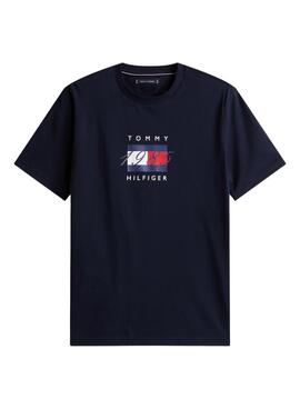 Camiseta Tommy Hilfiger Linear azul marino para hombre