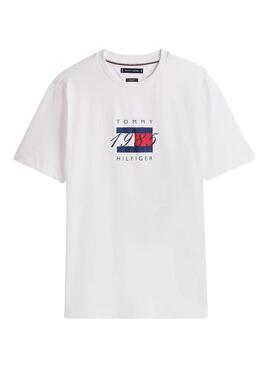 Camiseta Tommy Hilfiger Linear blanco para hombre