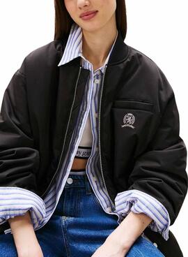 Bomber Tommy Jeans Longline negro para mujer