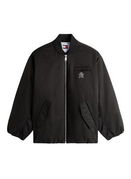 Bomber Tommy Jeans Longline negro para mujer