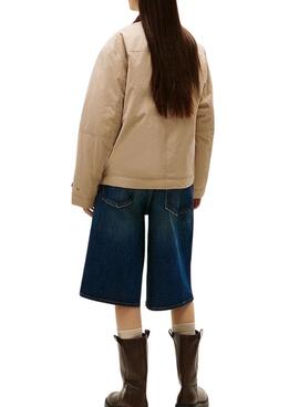 Cazadora Tommy Jeans Cord Collar beige para mujer