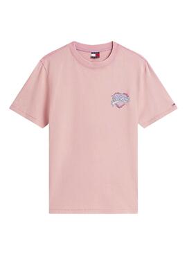Camiseta Tommy Jeans Heart rosa para mujer