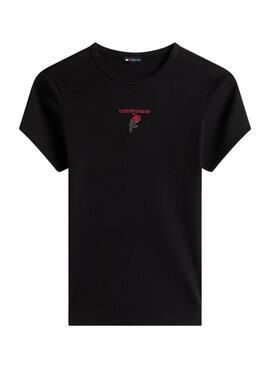 Camiseta Tommy Jeans Rose negro para mujer