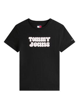 Camiseta Tommy Jeans Essential Logo negro para mujer