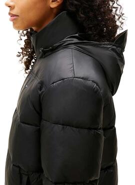 Cazadora acolchada Tommy Jeans Hidden Hood negro para mujer