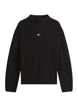 Jersey Tommy Jeans Mockneck negro para mujer