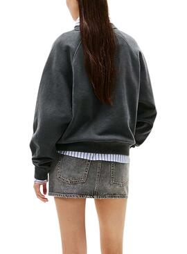 Sudadera Tommy Jeans Boxy Leopard gris para mujer