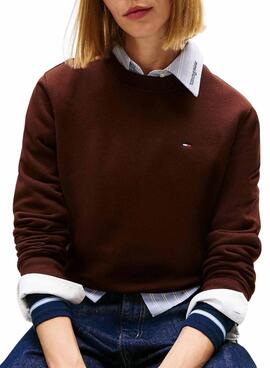 Sudadera Tommy Jeans Flag marrón para mujer