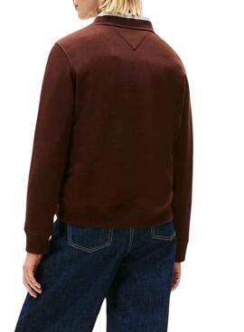 Sudadera Tommy Jeans Flag marrón para mujer