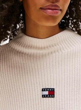 Jersey Tommy Jeans Mockneck blanco para mujer