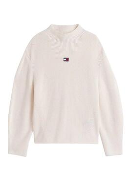 Jersey Tommy Jeans Mockneck blanco para mujer