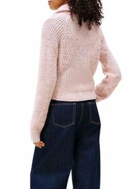 Jersey Tommy Jeans Zip rosa para mujer