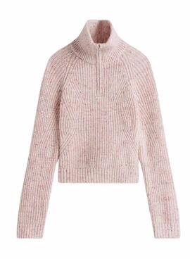 Jersey Tommy Jeans Zip rosa para mujer