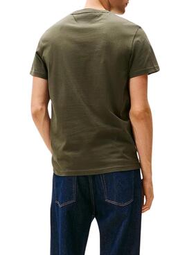 Camiseta Tommy Jeans Flag verde para hombre