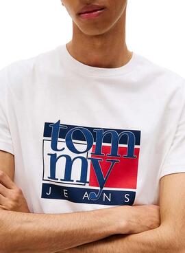 Camiseta Tommy Jeans Flag blanco para hombre