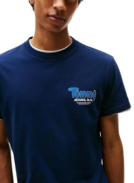 Camiseta Tommy Jeans Font Play azul marino para hombre
