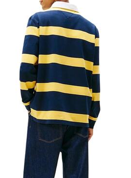 Polo Tommy Jeans Rugby azul e amarillo para hombre