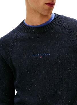 Jersey Tommy Jeans Slim Linear Logo azul marino para hombre