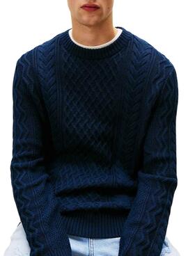 Jersey Tommy Jeans Cable azul marino para hombre
